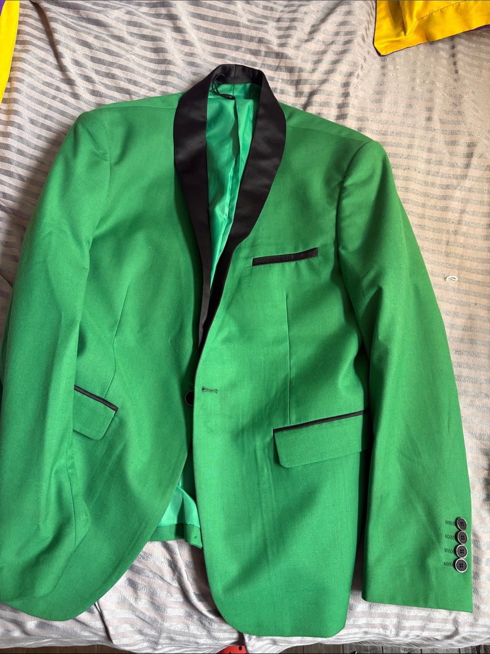 Emerald Green Satin-Trim Men's Blazer